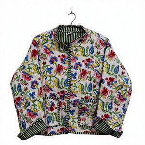 Hand Block Print Cotton <b>Quilted</b> <b>Jacket</b> Women Reversible Jaipuri supply high-quality hand block print <b>quilted</b> <b>jackets</b> in bulk - Product Image 1