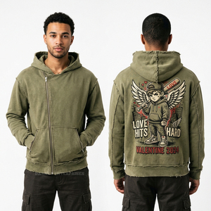 เสื้อฮู้ดดี้ผู้ชายสไตล์มินิมอล ดีไซน์เรียบง่าย ผ้าหนา ทรงโอเวอร์ไซส์ ทรงบ็อกซี่ ผลิตจากผ้าฝ้าย รับผลิตตามสั่ง - Product Image 5