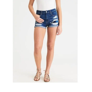 Shorts de Mezclilla Modernos para Mujer con Dobladillo Deshilachado, Estilo Desgastado, Corte Ajustado, Ideales para Moda Urbana y Look Casual - Product Image 1