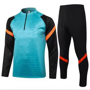 Ensemble de survêtement sportif unisexe blanc et rose avec blocs de couleur, haut à manches longues et demi-zip, pantalon noir à taille élastique, séchage rapide, en polyester - Product Image 4