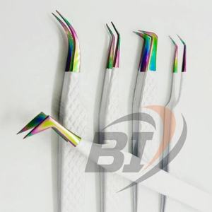 Pinzas de extensión de pestañas de acero inoxidable sostenibles con logotipo personalizado más vendidas, tipo de punta puntiaguda probada a mano - Product Image 1
