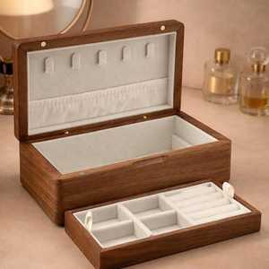 Eco Friendly Solid Wood Jewelry Organizer Box Multi Layer Jewelry Display Tray for Rings Earrings Bracelets Necklaces <b>storage</b> - Product Image 3