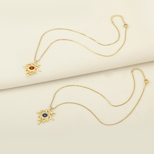 Collar con Colgante de Ojo Turco Chapado en Oro Vintage QIKU con Circonita Cúbica para Mujeres, Niños y Hombres - Product Image 6