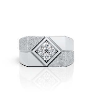 Bague pour homme en moissanite taille ronde, plaqué or argenté, sertie de pierres, bague de déclaration de luxe, alliance de mariage style diamant, bijoux hip-hop, cadeau de fête - Product Image 1