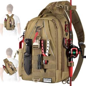 Fishing Tackle Sling Backpack <b>20L</b> Nylon Storage <b>Bag</b> with Rod Holder Outdoor Fishing Gear MTS-428 One-Layer - Product Image 3