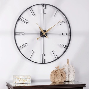 Round Metal <b>Wall</b> <b>Clock</b> Analog Quartz Minimalist Design Silent for Living Room <b>Decoration</b> - Product Image 2