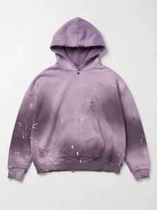 One Apex <b>Men's</b> <b>Purple</b> Acid Wash Distressed <b>Hoodie</b> Oversized Pullover Sweatshirt Streetwear Paint Cotton <b>Hoodie</b> - Product Image 4