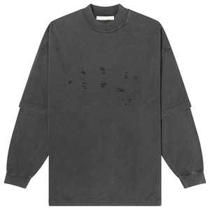เสื้อยืดสตรีทแวร์ทรงโอเวอร์ไซส์ ไหล่ตก ล้างสีแบบวินเทจ แต่งขาดๆ แบบเรกูลาร์ สองชั้น ปรับแต่งได้ เสื้อยืดผู้ชาย - Product Image 4