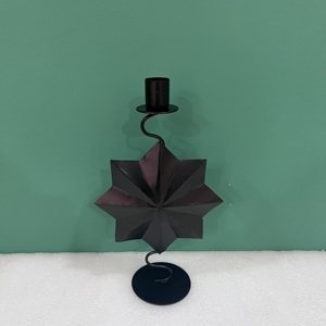 Porte-bougie Iron Star avec finition noire, décoration décorative pour la maison - Product Image 5