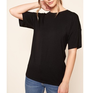 Camisetas casuales para mujer, ajustadas, de manga corta, camiseta básica de verano para damas, camiseta de algodón de color liso, de proveedor BD. - Product Image 5