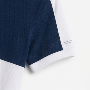 Venta al por Mayor de Camisetas Formales de Verano para Hombre en Tela de Rizo, con Logotipo Personalizado Impreso, Poliéster Liso Blanco y Azul - Product Image 3