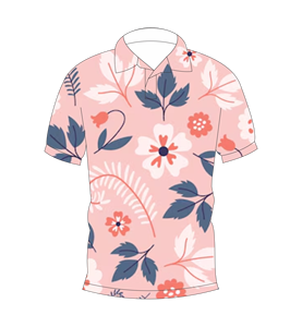 เสื้อโปโลพิมพ์ลายดอกไม้สีชมพูสำหรับผู้ชาย แขนสั้น แฟชั่นลำลองฤดูร้อน เสื้อยืดโปโลสำหรับเล่นกอล์ฟ - Product Image 1