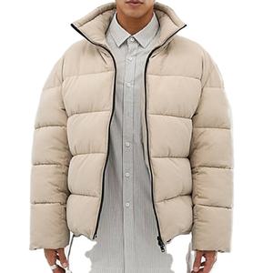 Compre una nueva chaqueta de plumón personalizada a la moda, abrigo cortavientos de invierno, chaqueta de plumón beige para hombre - Product Image 1