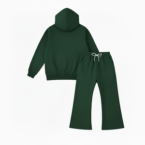 Ensemble de survêtement unisexe personnalisé en gros : sweat à capuche et pantalon évasé respirant pour hommes et femmes - Product Image 4