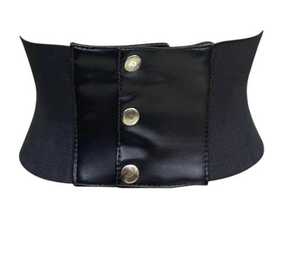 Wholesale ODM Customizable Black Faux Leather Corset Shapers Body Waist <b>Trainer</b> Cincher Women Wide Elastic Tie Waspie Belt Open - Product Image 3