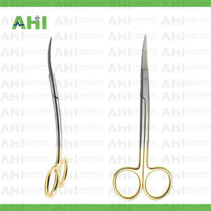 Tijeras AHI LaGrange TC de 4.5 Pulgadas, Doble Curvatura, Mango Chapado en Oro, con Inserciones de Carburo de Tungsteno para Odontología, Otorrinolaringología, Oftalmología y Dermatología - Product Image 5