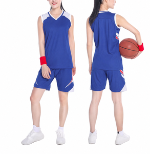 Maillot de basket-ball unisexe bleu sans manches à col en V, couleur unie, débardeur, vêtements de sport respirants - Product Image 1