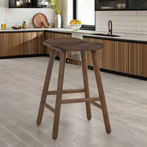 High Quality Walnut Counter <b>Stool</b> Chair Sleek Solid Wood Minimalist Design for Breakfast Bar, Kitchen Counter & Home Furniture - Product Image 1