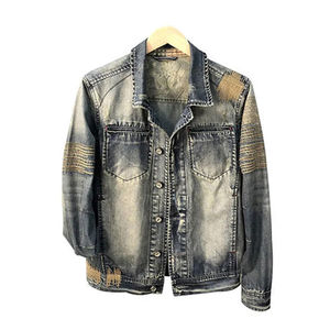 Blouson Homme Décontracté Slim Fit en Jean 100% Coton, Dernière Collection, Effet Patchwork Délavé à l'Acide, Boutons, Haute Qualité, Vente Chaude en Gros - Product Image 1