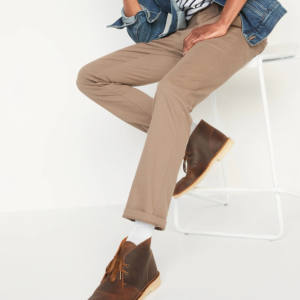 กางเกงชิโน่ทรงเข้ารูปผ้าฝ้ายทวิลล์น้ำหนักเบาสำหรับผู้ชายสไตล์วินเทจลำลองเอวสูงยืดหยุ่นได้ดีสีน้ำตาลมีกระเป๋า - Product Image 4