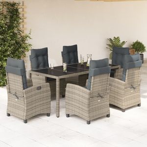 Set da Pranzo da Giardino per 6 Persone in Rattan, Arredamento da Esterno Resistente alle Intemperie, Stile Contemporaneo - Product Image 1