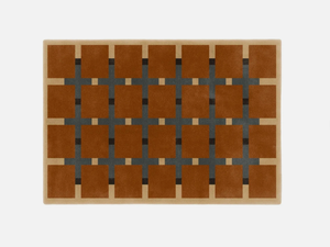 พรมขนสัตว์ทอมือลายตารางสีน้ำตาล สไตล์โมเดิร์นกลางศตวรรษ เหมาะสำหรับห้องนั่งเล่น สำนักงาน โรงแรม และพื้นที่เชิงพาณิชย์ - Product Image 2