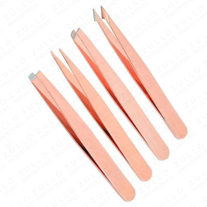 Rose Gold Stainless Steel Slanted Tip Tweezers Set 4 Piece Eyebrow Shaping Precision Beauty <b>Tool</b> Private Label - Product Image 5