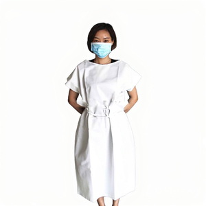 Robe d'hôpital à manches courtes pour patiente avec ceinture, robe d'allaitement d'été pour femme, robe à col rond pour femme - Product Image 2
