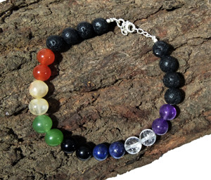 Wholesale 925 Sterling Silver Chakra <b>Bracelet</b> Lava Stone <b>Bead</b> <b>Bracelet</b> Reiki Healing Crystal Gemstone Jewelry Unisex Handmade - Product Image 5