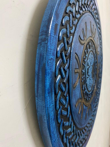 Bouclier rond en bois Viking de haute qualité, design nordique traditionnel, pour décoration et accessoires de costume - Product Image 5