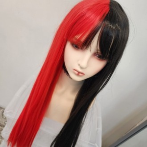 วิกผมสีแดงดำครึ่งเต็มสำหรับประกอบฉากคอสเพลย์ฮาโลวีน - Product Image 1