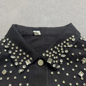 New Style Custom Color Men's Denim <b>Jackets</b> Stand Collar Front Logo High Quality Quick Dry Breathable Denim <b>Rhinestone</b> <b>Jacket</b> - Product Image 4