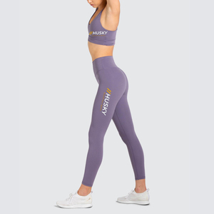 Ensemble de sport côtelé HUSKY pour femme : Soutien-gorge de sport et leggings bleus sans coutures, respirants, dos nageur, col rond, maintien élevé, extensibilité quadridirectionnelle - Product Image 3