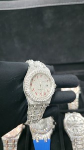 Luxury Women's Stainless Steel Automatic Mechanical Watch With Diamond Bezel And <b>Red</b> Dial Numbers 40mm Round Case - Product Image 4