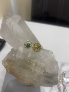 Amaira Jewels Flower <b>Stud</b> <b>Earrings</b> <b>Emerald</b> Cut Green Doublet 925 Silver Gold Plated Cute Women's Wedding Jewelry Gift - Product Image 2