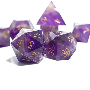 High quality stone dice Amethyst natural crystal reiki healing gemstones <b>Engraved</b> custom dice set Vikings crystal - Product Image 5