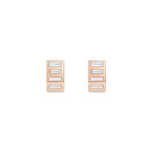 Pendientes de tuerca personalizados con corte baguette, diamantes cultivados en laboratorio, engaste flush, venta al por mayor, únicos, de oro macizo de 10K, 14K, 18K, tipo media aro en forma de J para la oreja - Product Image 5