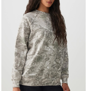 เสื้อสเวตเตอร์คอกลมพิมพ์ลายตัวอักษรและลายพรางป่าขนาดใหญ่พิเศษ ผลิตจากผ้าฝ้ายแท้ 100% สำหรับผู้หญิง - Product Image 6