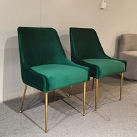 Chaise de salle à manger de luxe en velours vert, pieds en métal doré, style moderne, pour maison, cuisine, hôtel, mobilier de salle à manger, vente en gros