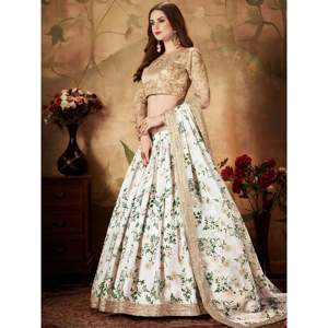 Enchanting <b>White</b> Printed Organza Plus Size Lehenga Choli for Festivals - Product Image 5