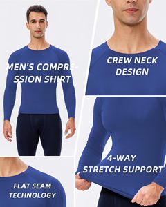 Cycling Top For Men Compression Shirt Crew Neck <b>Long</b> <b>Sleeve</b> Athletic <b>Base</b> <b>Layer</b> Rash Guard Gym Training Running MMA Rash Guard - Product Image 4