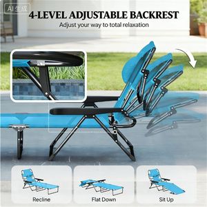 Sillón Reclinable Plegable Azul Claro, Práctico Tumbador para Tomar el Sol - Product Image 2