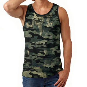 Manufacturer Men's Camo Athletic Tank Tops Breathable Gym Fitness Vest Wholesale Custom Print Logo Activewear Apparel Tank Tops - Product Image 5