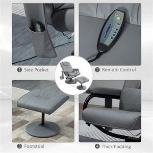 Gray Recliner Chair with Footstool and Remote Control Vibration Massage for Office or Living Room Use - Product Image 6