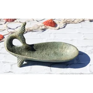 Bronze Dolphin Shaped Tray 7 Inch Long Home Decorative Metal Sculpture Casting Art - Product Image 3