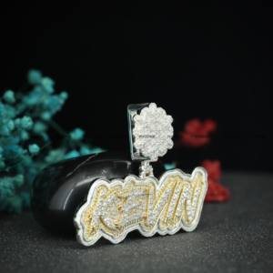 Colgante de boda de dos tonos con moissanita de corte brillante redondo y bailarina de copo de nieve, joyería hip hop de Phoenix Enterprise - Product Image 6