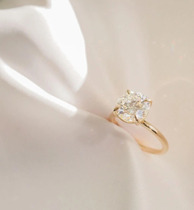 Bague de fiançailles solitaire en or massif 14 carats avec moissanite taille ronde de luxe, bijoux fins classiques, vente en gros - Product Image 2