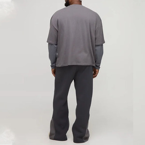 Conjunto de Sudadera con Capucha y Pantalones Deportivos con Estampado Gótico para Hombre, en Algodón Gris French Terry, Estilo Urbano Holgado, Dos Piezas, para Otoño - Product Image 4