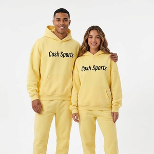 Sweat à capuche surdimensionné de qualité supérieure, personnalisé, uni jaune, streetwear, pour hommes et femmes - Product Image 1