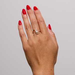 Bagues flottantes incurvées ondulées en or massif 14 carats avec diamants de laboratoire taille ovale de 1,5 mm pour fiançailles et mariage, bijoux minimalistes en gros - Product Image 2